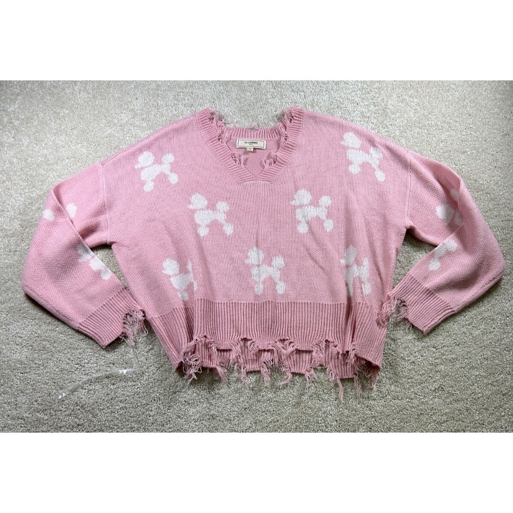 No Comment Womens Size M Pink Rough Hem Poodle Sweater Soft Girl‎